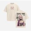 Zero Two Niedlicher Print T-Shirt DARLING In The FRANXX Anime Kleidung Herren Damen Baumwoll-T-Shirts Vintage Gewaschenes Tee Harajuku T-Shirt