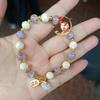 Purple Glazed Cloisonné Ruyi Bead Women's Bracelet with Gold Foil