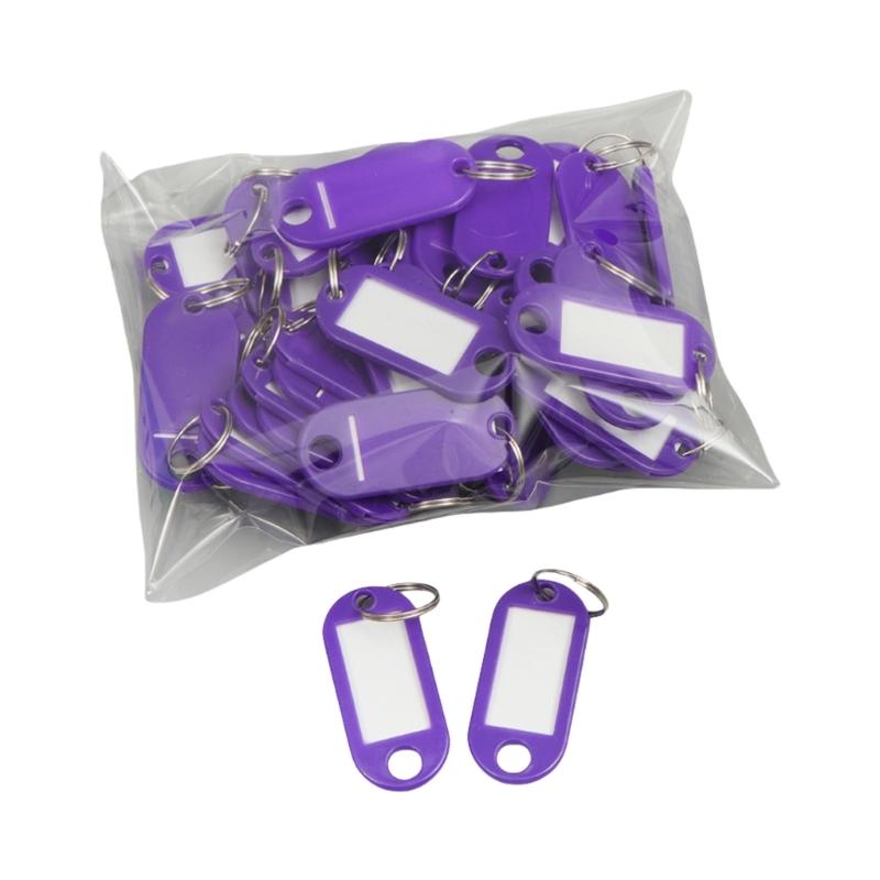 

50 Pcs Keychain Labels Key Fob with Rings Key Labels Luggage Labels for Travel Office and Student Item Identification фіолетовий