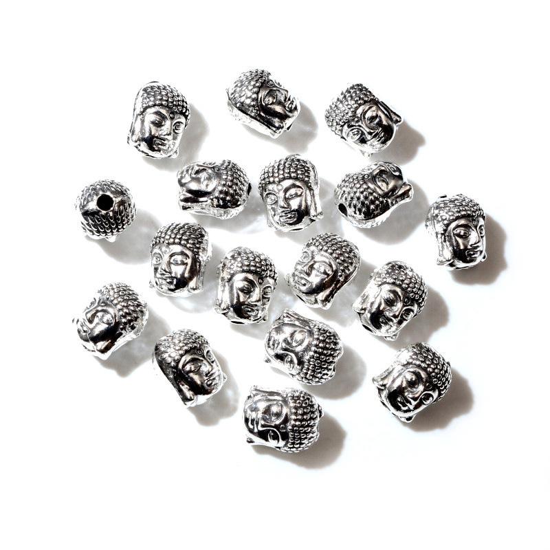 10pcs Alloy Buddha Head Beads 11x9x7mm Metal Spacer Beads for Jewelry Making Crafting Accessories