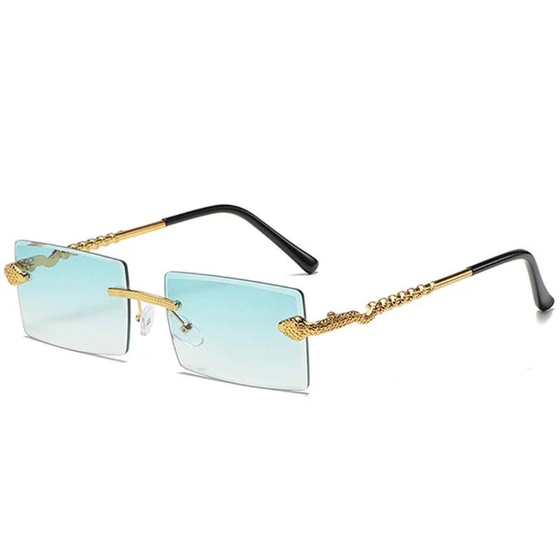 Rimless Rectangular Sunglasses Men Fashion Vintage Twisted Snake Leg Gradient Shades Women Luxury Brand Design Eyewear
