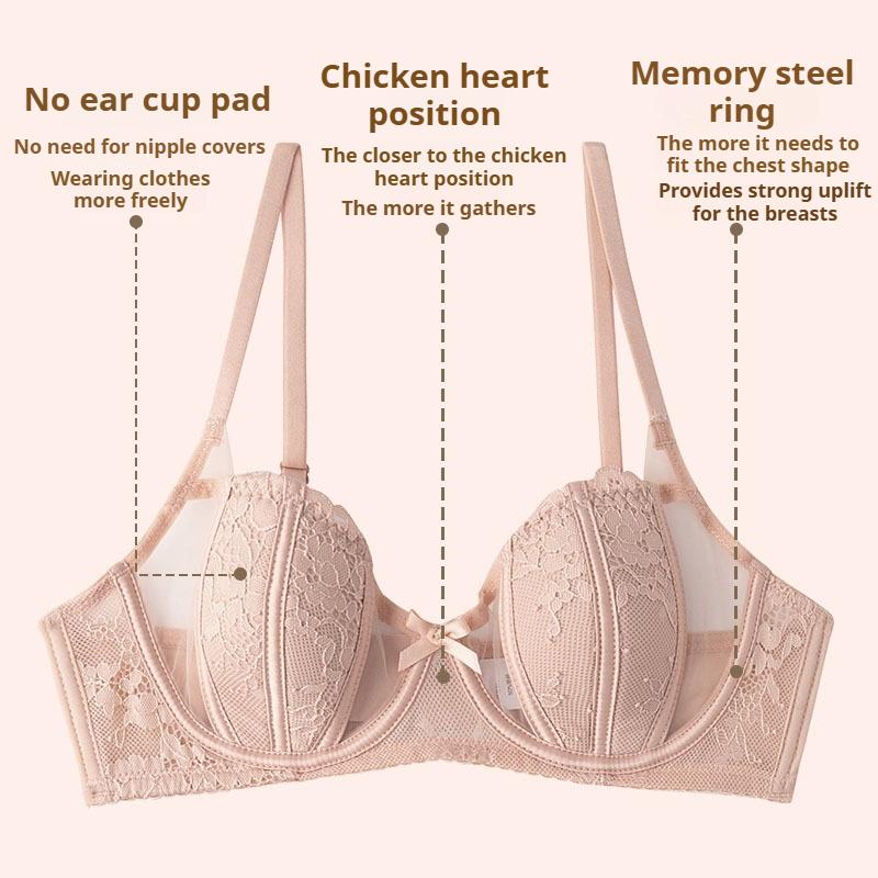 Bunny Ear Cup Women's Underwear Lace Push-Up Bra Large Breasts Small Bra French Style Sexy Lingerie Set