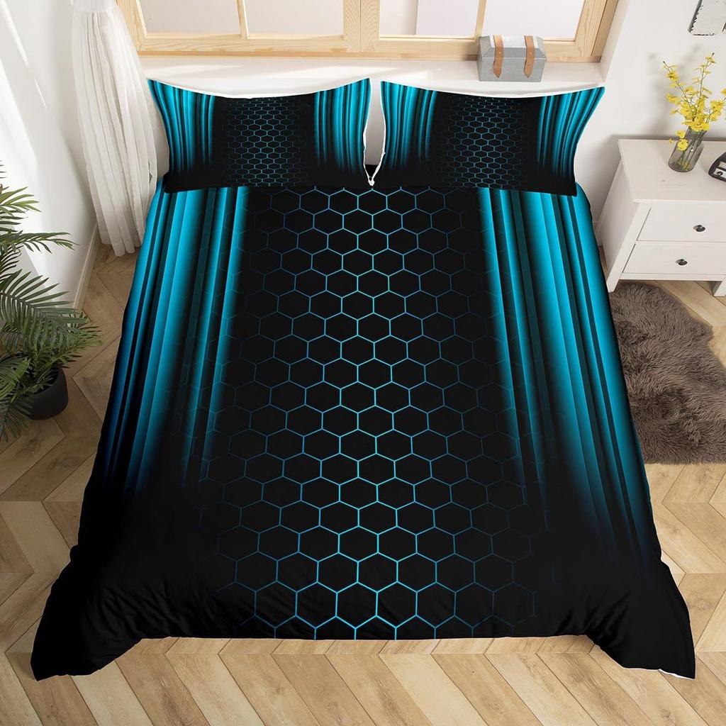 American Football Green Flame Three-Piece Quilt Cover 3D Digital Printing Bedding Set