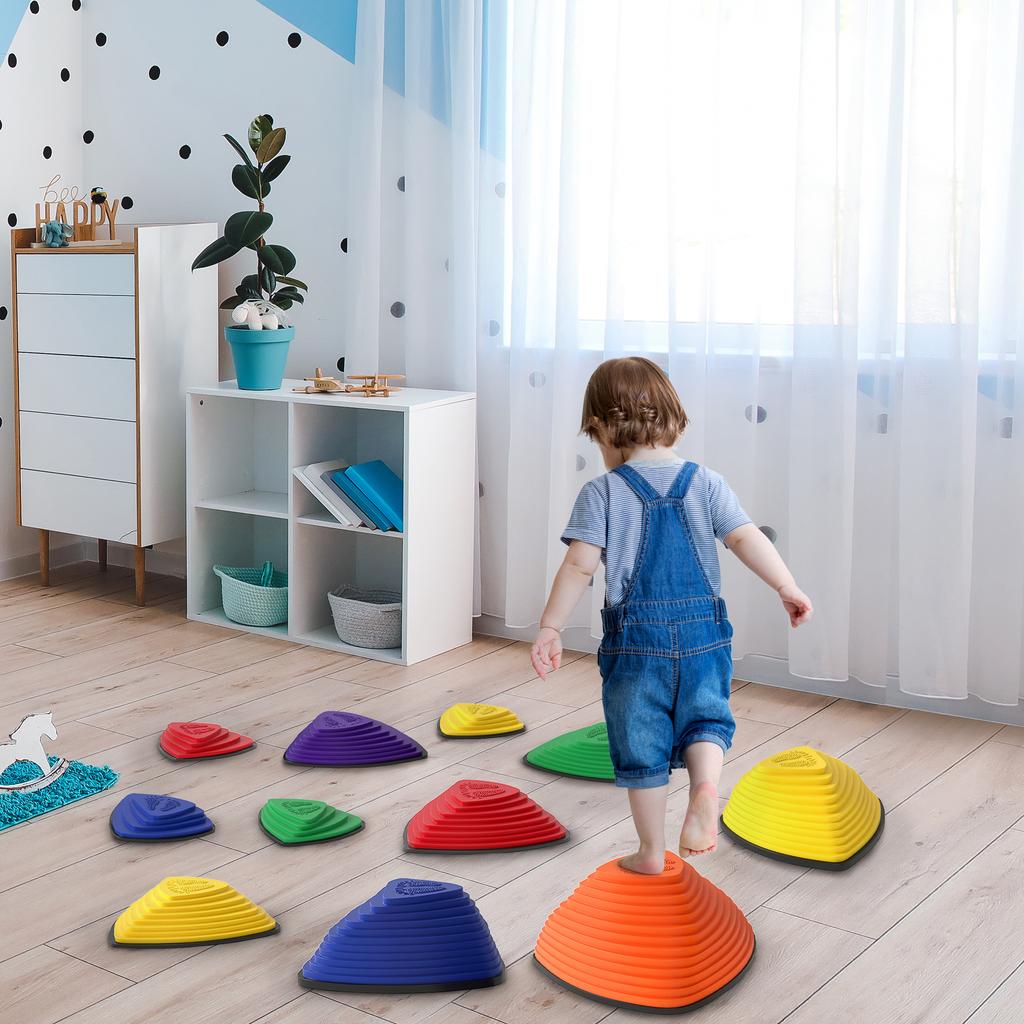 11-Piece Stepping Stones for Kids, Stackable Sensory Toys Outdoor Indoor, Obstacle Course for Balance and Motor Skills