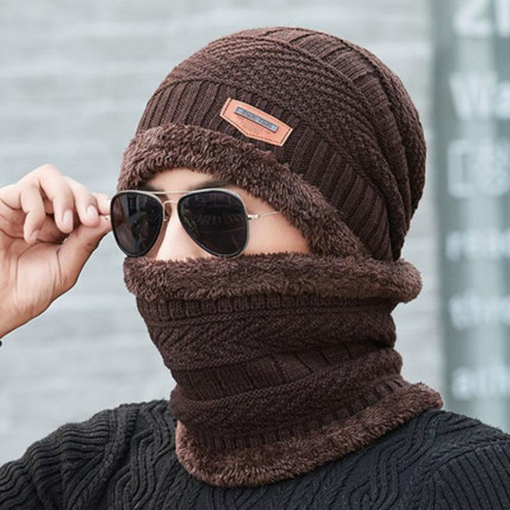 Buy Men Winter Beanie Hat Scarf Set 
