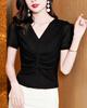 Trendy 2023 V-Neck Slim-Fit Pleated Summer T-Shirt