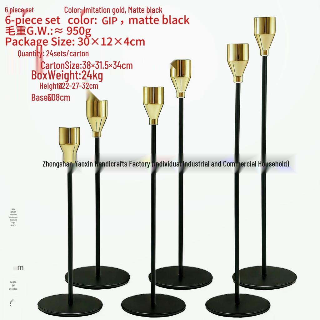 European Wrought Iron Candle Holder Set - Retro Three-Piece Wedding and Home Decor