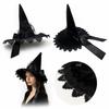 Halloween Witch Hat with Ruffled Design for Costume Party