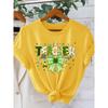 [One-way direction]Ladies TEACHER Letter-printed Fashion Retro-style Short Sleeves Spring and Summer Irish Culture St. Patrick's Day Versatile Items