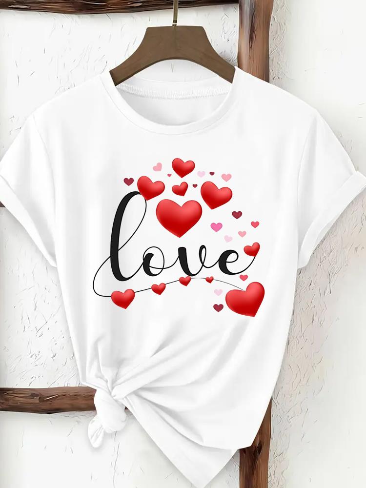 (Asian Size) trend love style Tee Top Woman Print Women Clothing Short Sleeve T Shirt Fashion Female Graphic T-shirts