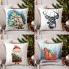 Home Decor Fox with Christmas Tree Decorative Pillow Pattern Cushion Cover Suitable for Sofa Bedroom Car Pillow Cover