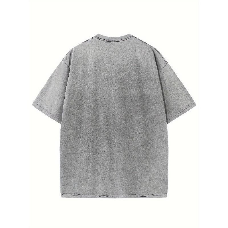 Men's Washed Cotton T-Shirt Short Sleeve Double Sided Print Graphic Tee Religion Inspired Streetwear Fashion Trendy Loose Fit Casual Top Vintage Look