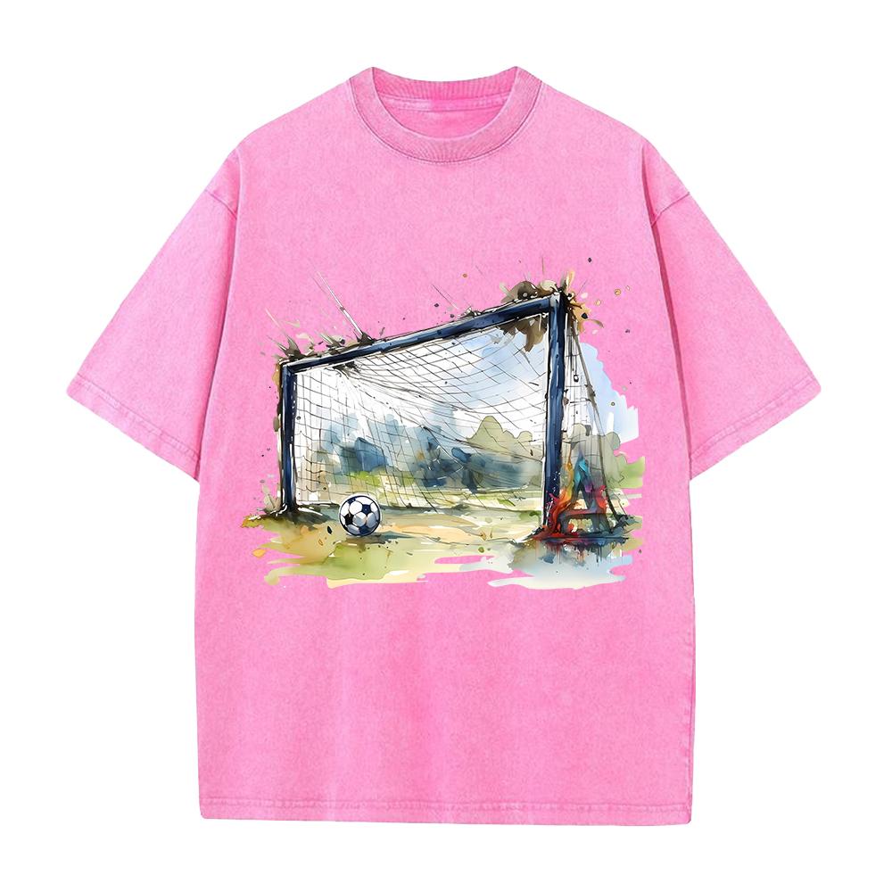 Trendy Football Anime Printed T-shirt Vintage Washed Oversized T Shirt Summer Short Sleeve Cotton Tees Tops Clothing