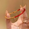 Elegant Chinese Zodiac Year Bracelet for Women Simulated Red Agate Cat Eye Bracelet Fashion Retro Lucky Charm