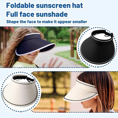 Damen Sonnenhut Anti-UV Strand Sonnenhut Faltbarer Verstellbarer Hut Pferdeschwanz Sommer Reisehut
