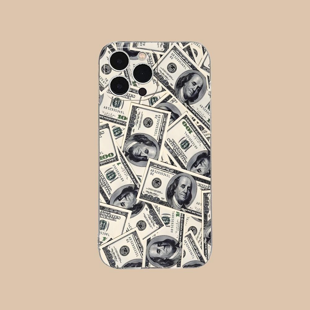 

USD Dollar Clear TPU Mobile Case for iPhone 17 16 15 14 13 12 11 X XR XS Air Pro Max Plus Mini Colorful Cover iPhone XS Max