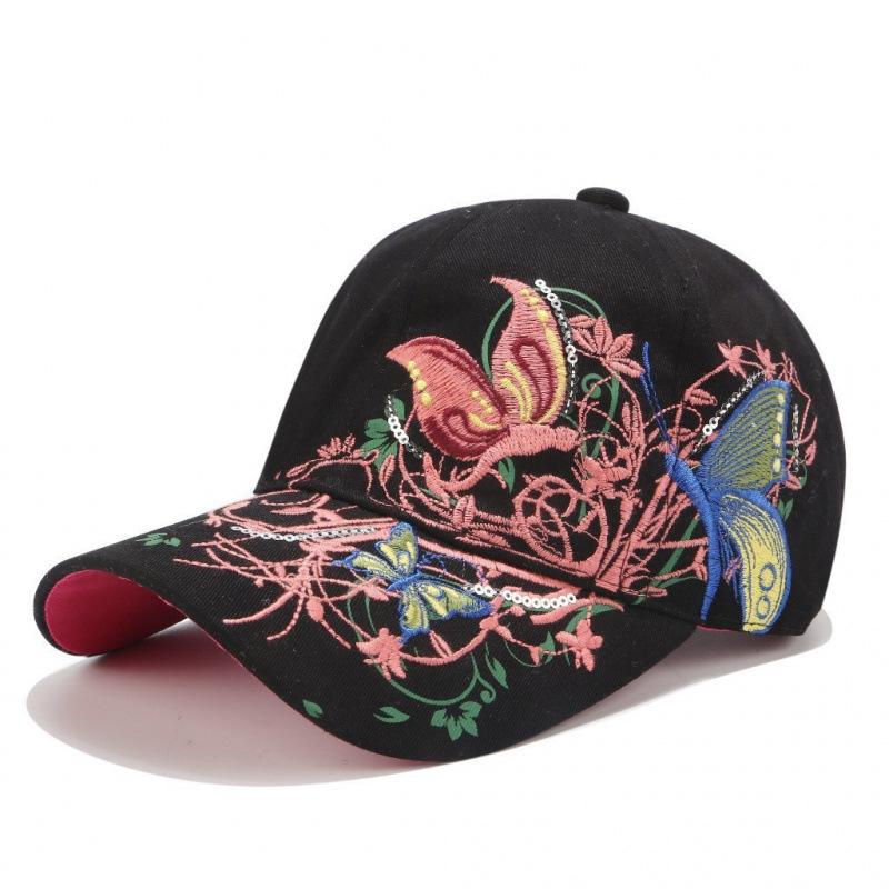 Sequined Butterfly D Printed Baseball Cap Ladies Spring Summer Outdoor Travel Sun Protection Cap Versatile