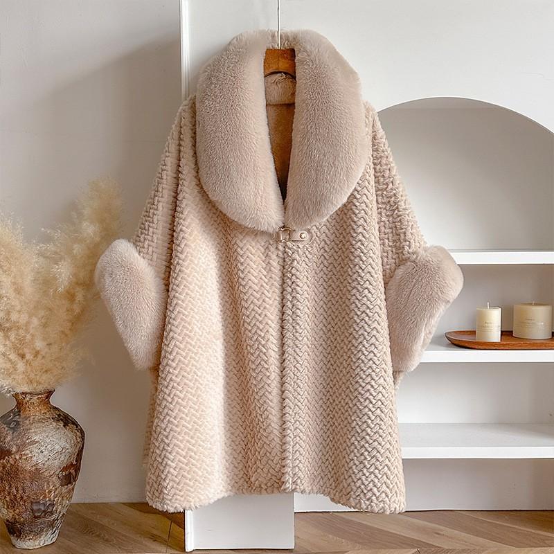 Womens Oversized Faux Cashmere Cape Coat