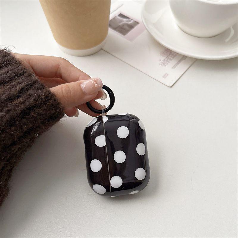 Fashion Simple Big Pink Blue Dots Polka Point Pattern Glossy Earphone Case with Ring Cover for AirPods 1 2 3 4 Pro 2 Pro 3