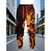 Men'S 3D Print Hoodie Set with Tiger Design, Featuring a Flame Pattern, Casual Sweatshirt with Pockets, Long Sleeve Tracksuit for Autumn And Winter