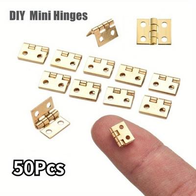 50 pezzi minuscoli mini piccoli cerniere in metallo per mobili in miniatura per case in scala 1/12, accessori per armadietti, 10 x 8 mm, ferramenta per la casa
