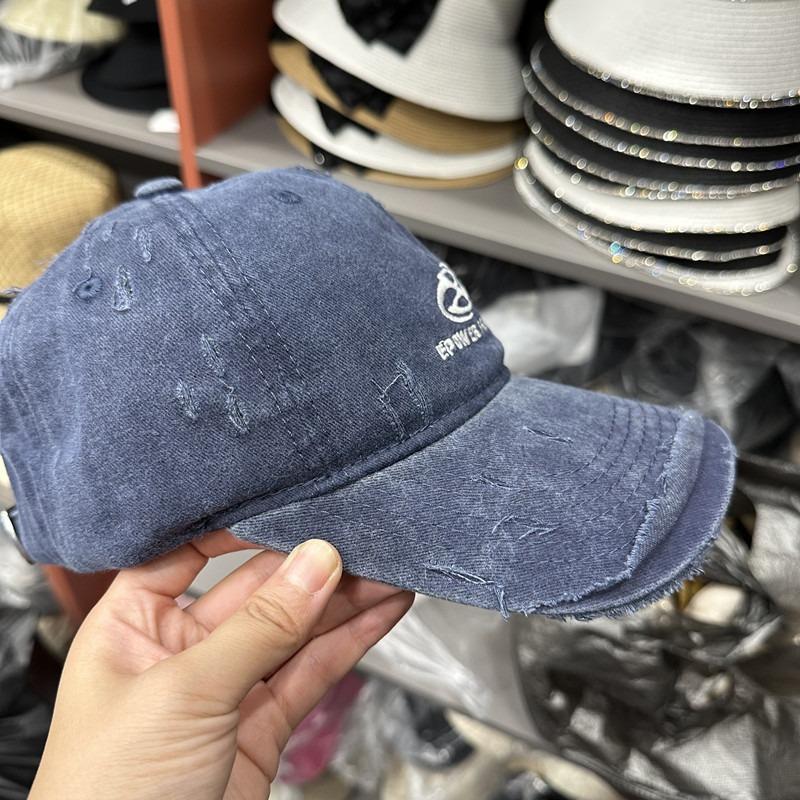 Versatile grinding broken hat covering washed cotton soft top baseball hat women's spring and autumn couple cap showing thin trend