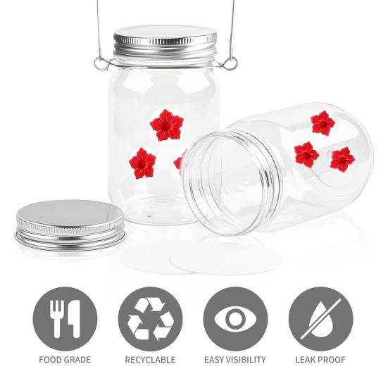 Yousheng 400ML Hummingbird Feeder Mason Jar Design Hanging Hummingbird Water Feeder with 3 Holes Bird Supplies