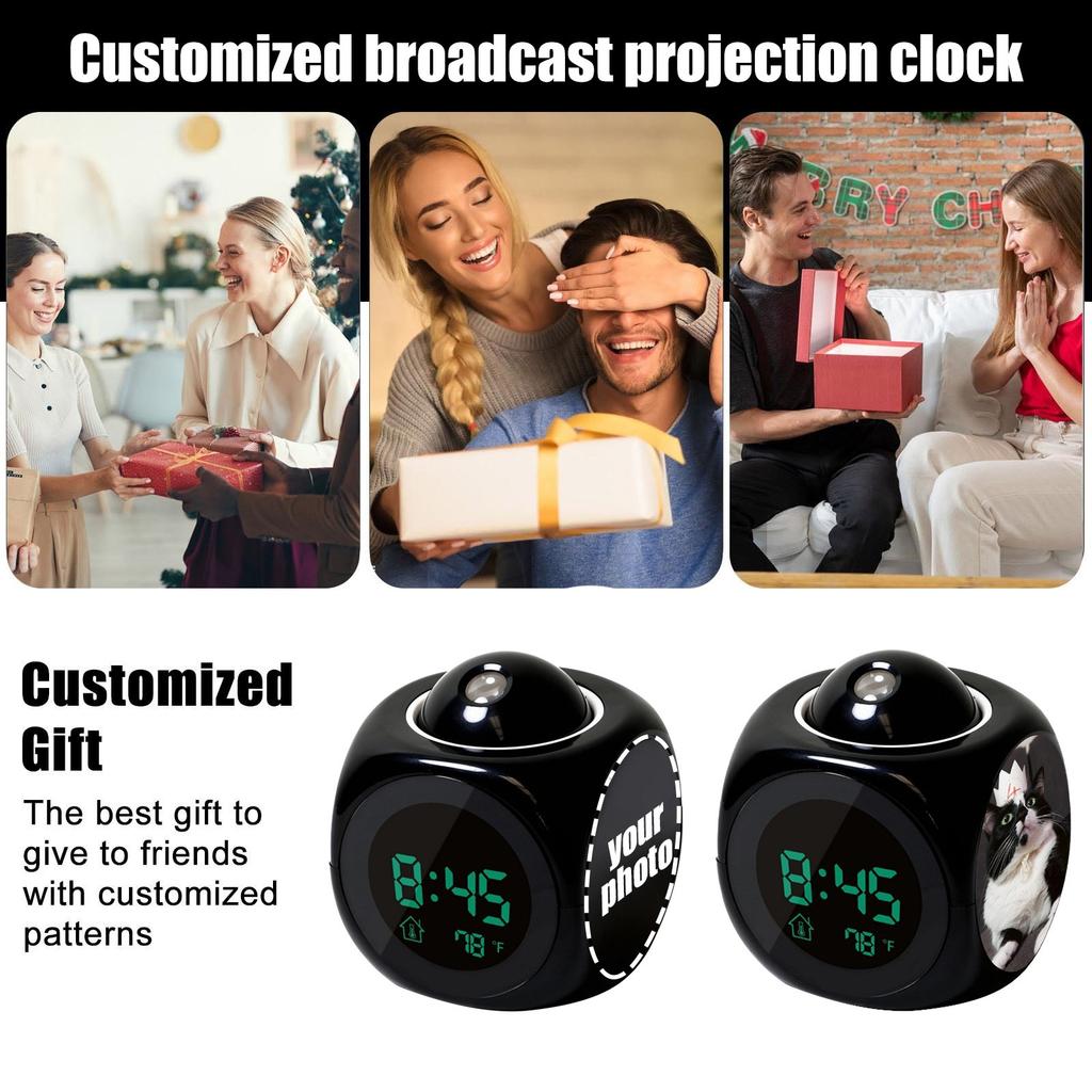Personalized Multi-function Projection, English Clock, LED Projection, Alarm Clock, Voice Clock, And Bell Announcement