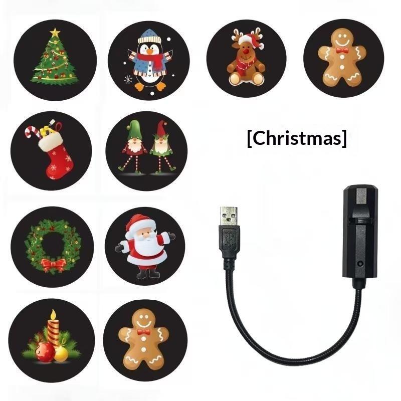 Led Christmas Projector Light Usb 5V Night Light 4 10 Modes Projection For Santa Snowman