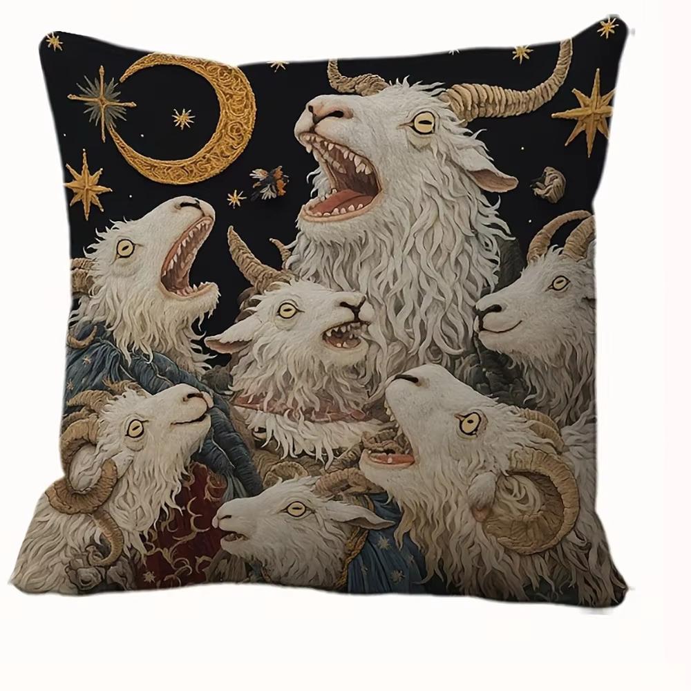 Exquisite Goat Printed Cushion Pillow CaseCovers Fantasy Inspired Sofa Home Room Decor
