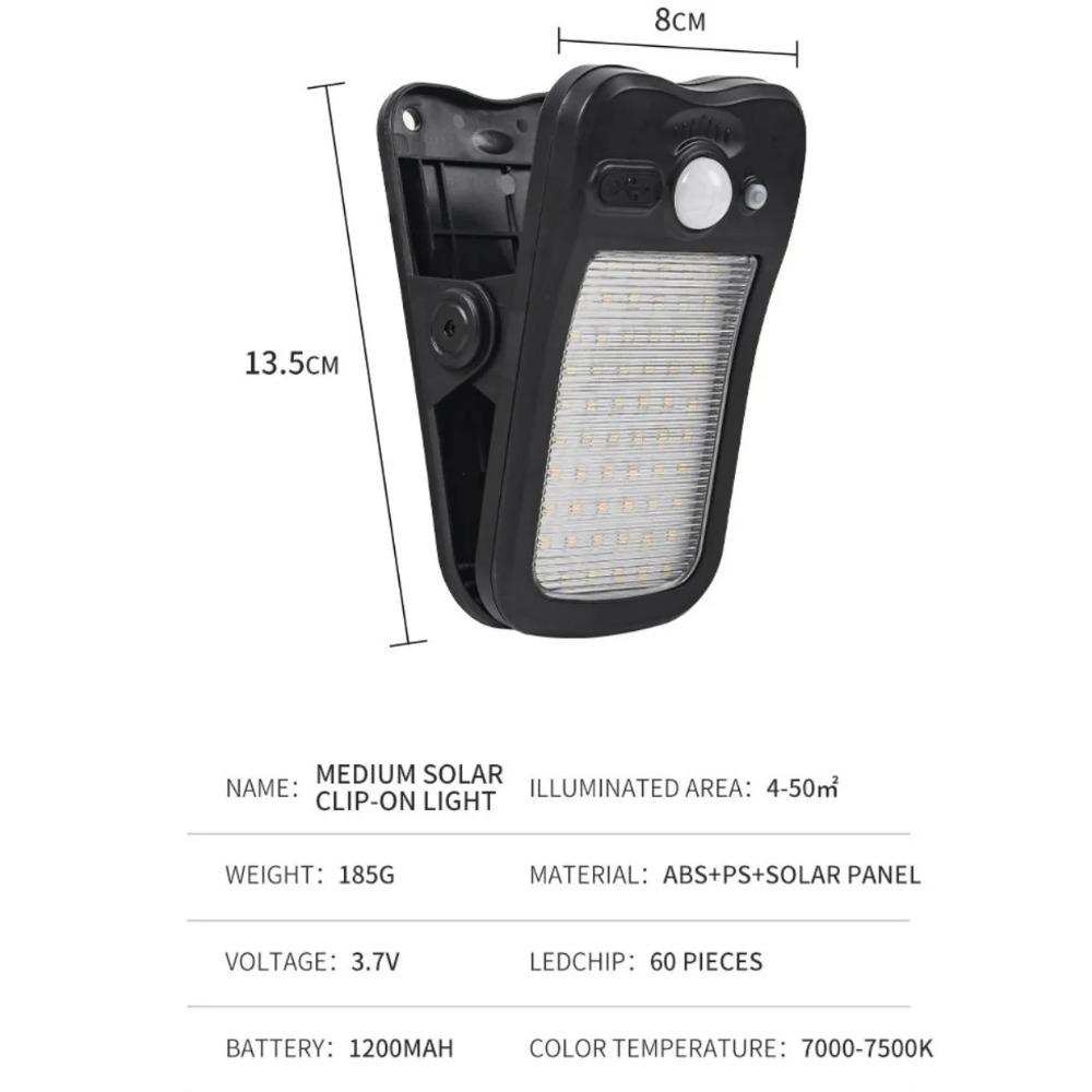 Clip-on LED Solarleuchte Smart Human Induction Outdoor Gartenleuchte Wasserdichte Außenlampe für Zelt Garage Hof Hohe Helligkeit