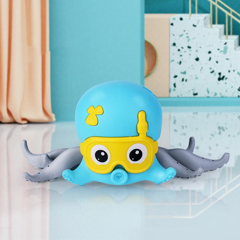 Octopus Water Play Bath Toy For Babies And Toddlers Swimming And Crawling Purple Blue Plastic