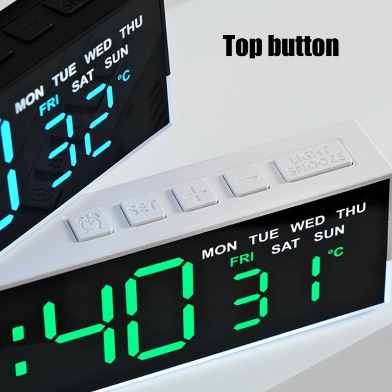 Night Light Digital Alarm Clock Electric Desk Clock with Indoor Temperature Loud Alarm Day of Week for Living Room