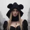 Thicken Neck Warmer Hat Crochet Bear Ear Balaclava Scarf Hat for Cold Weather Winter Sport Gear For Outdoor Enthusiasts