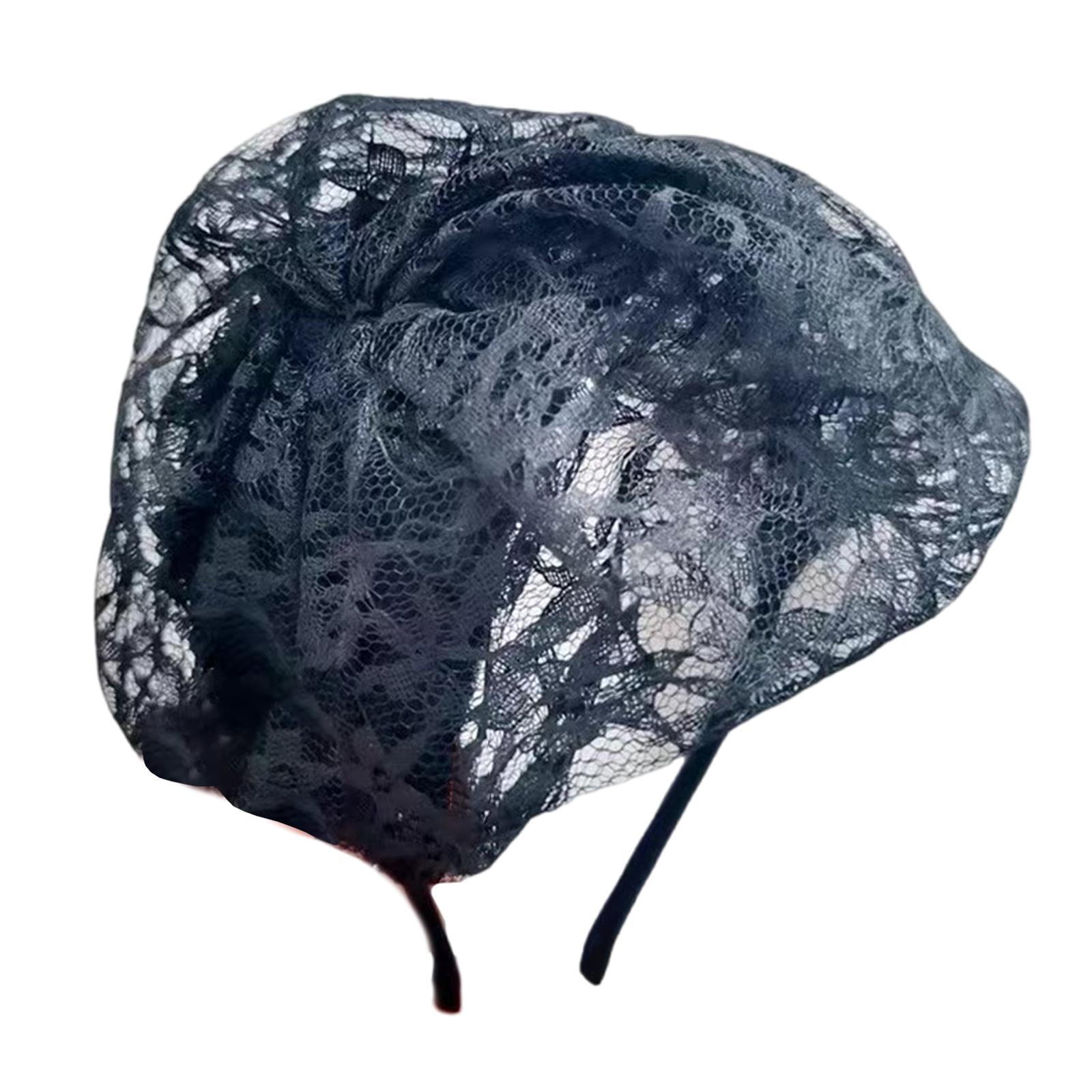 

Винтажная шляпка-фасинатор, повязка на голову для женщин, кружевной аксессуар для волос, головной убор, украшение для волос, головной убор для Хэллоуина чёрный