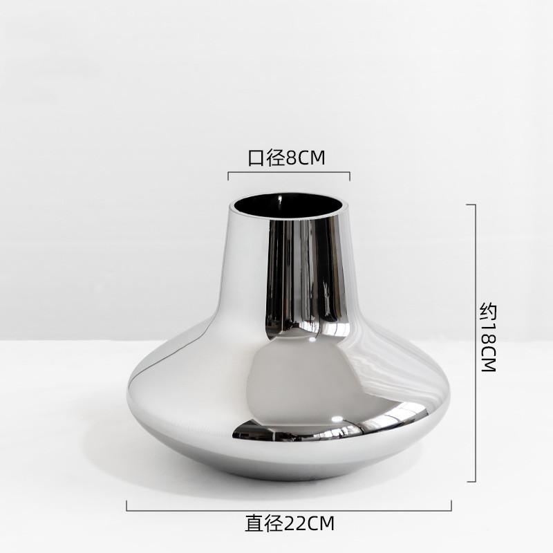 Electroplated Silver Conical Glass Vase, Flower Arrangement, Glass Container, Countertop Vase, Living Room Decoration Ornament