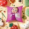 Anime MMasha And The Bear Cushion Cover Plush Fabric Soft DoubleSided Printed Sofa Warm Winter Home Gift Pillow Cover