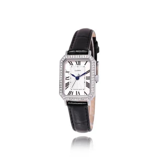 Awesome Square Cubic Point Black Leather Watch