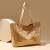 Women's PVC Tote Bag Glossy Fashion Shoulder Handbag with Keychain Pouch