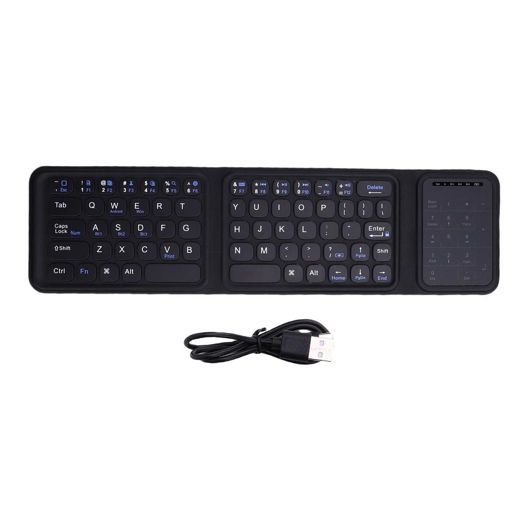 Foldable Wireless Keyboard with Touchpad and Number Pad Bluetooth 5.0 Quiet USB C Rechargeable Ultra Thin Portable