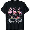 Merry Christmas Hat Santa Flamingo Light Christmas In July T-Shirt
