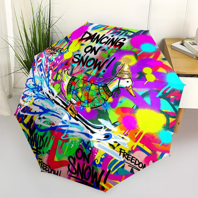 

1pc Dancing Duck Umbrella Portable Folding Umbrella Durable Iron Frame, Suitable for All Seasons Home Travel Outdoor yy260319097