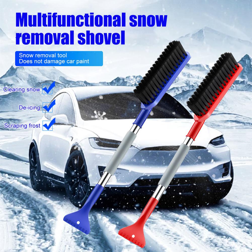 Anti-fatigue Ice Scraper Deicing Wiper Brush with Anti-fatigue Foam Handles Double-headed Snow Brush Adjustable for Winter