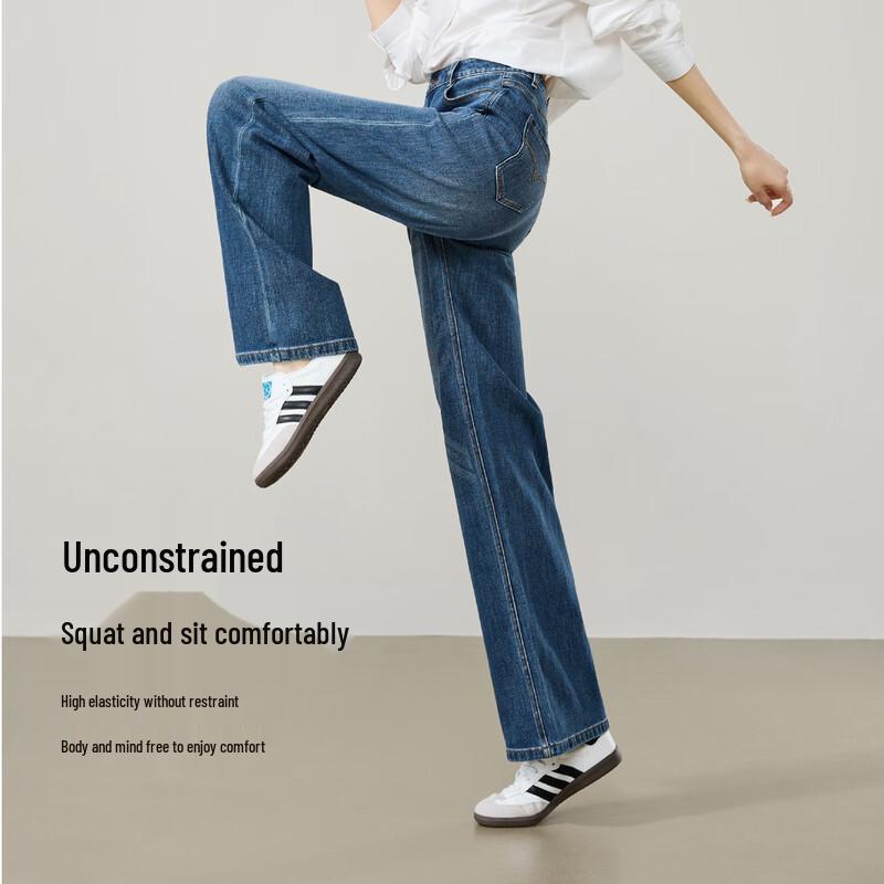 ESE-Y Women's Four-Way Stretch Lyocell Cotton Straight-Leg Jeans