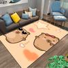 Cute Cartoon Carpet with Bear Couple, Peach Background, Star Design Suitable for use as an anti-slip for living room bedroom sofas