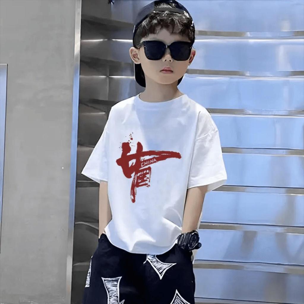 Boys' Trendy Korean Style Pure Cotton Short-Sleeve T-Shirt – Summer Clothing for Middle & Large Children