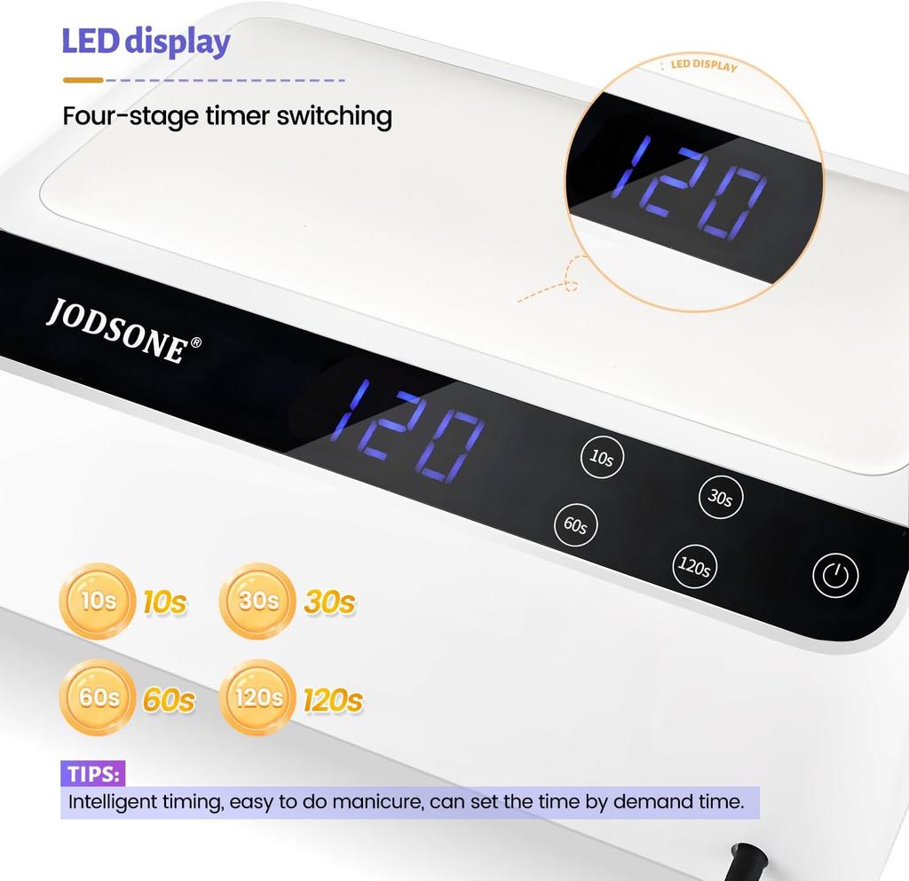 Professional Nail Lamp with Hand Pillow, 4-Timer Smart Touch Screen UV Lamp for Gel Polish, Removable Base, Large Space