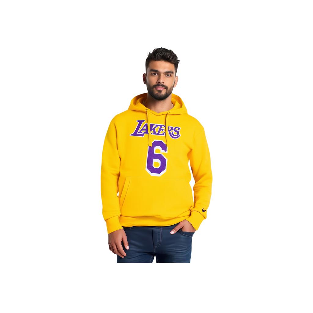Nike X NBA Los Angeles Lakers Swoosh Essential Hooded Fashion Pullover Long Sleeve Sweatshirt Men sweatshirt Yellow DB1181-728