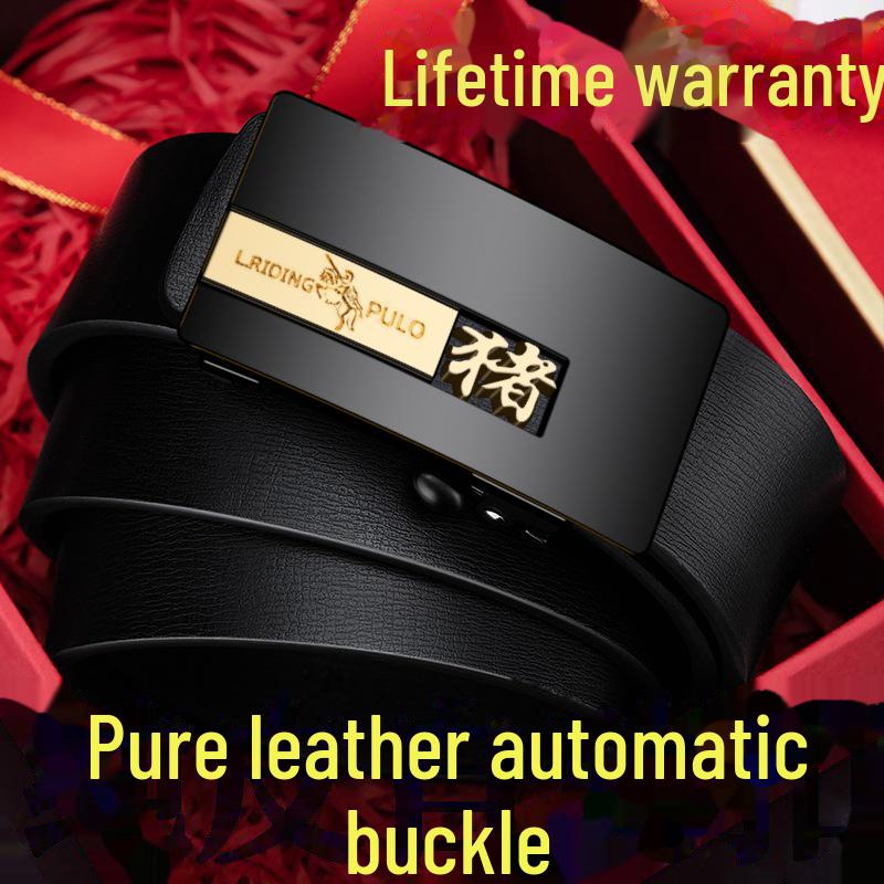 Paul Men's Genuine Leather Automatic Buckle Belt - Versatile Fashion for Business