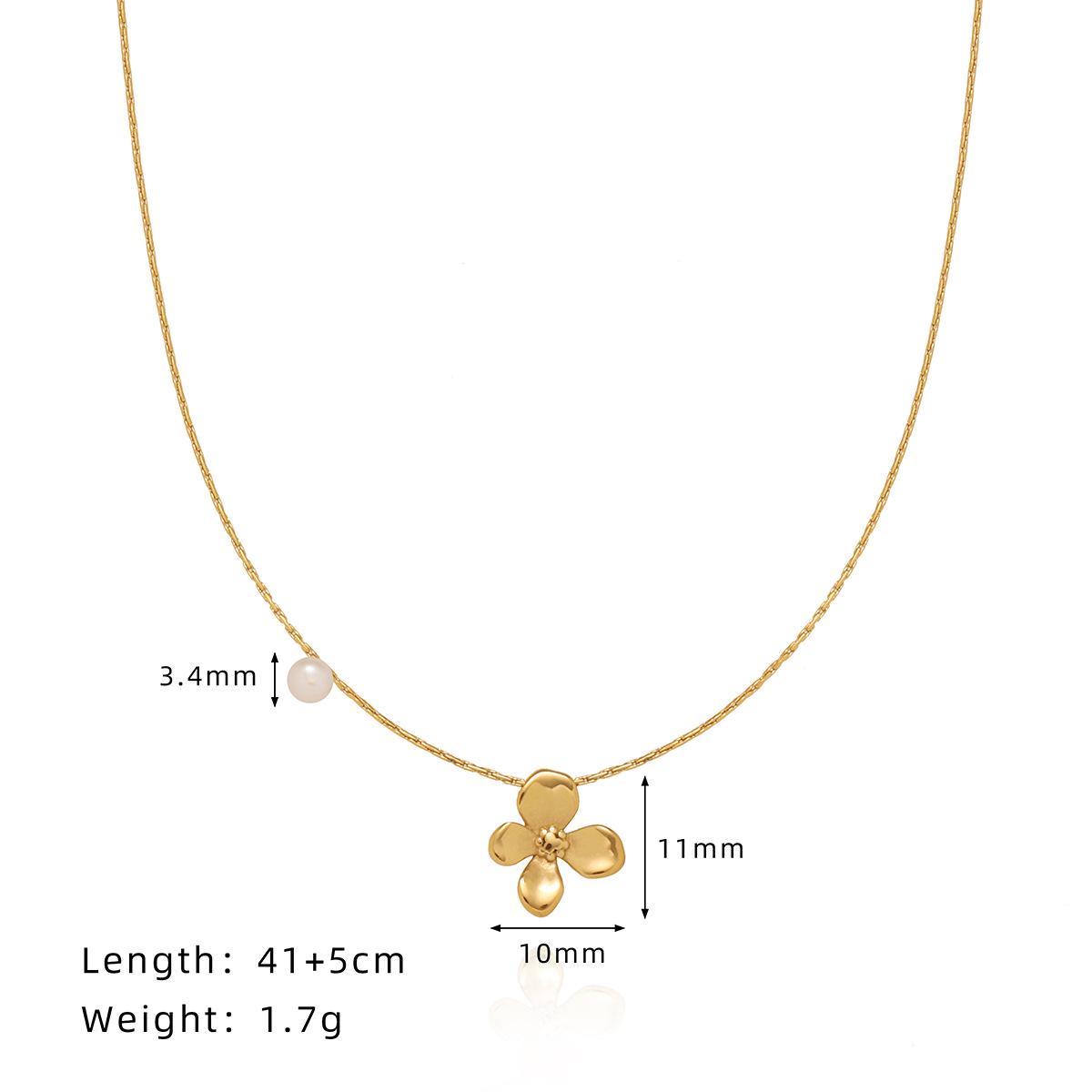 

XL640 Natural Pearl Osmanthus Gold Thread Clavicle Necklace - 18K Gold Plated Titanium Steel, Short Style, Perfect for Goddess Day. золотий